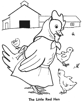 Little Red Hen Coloring Pages for Kids